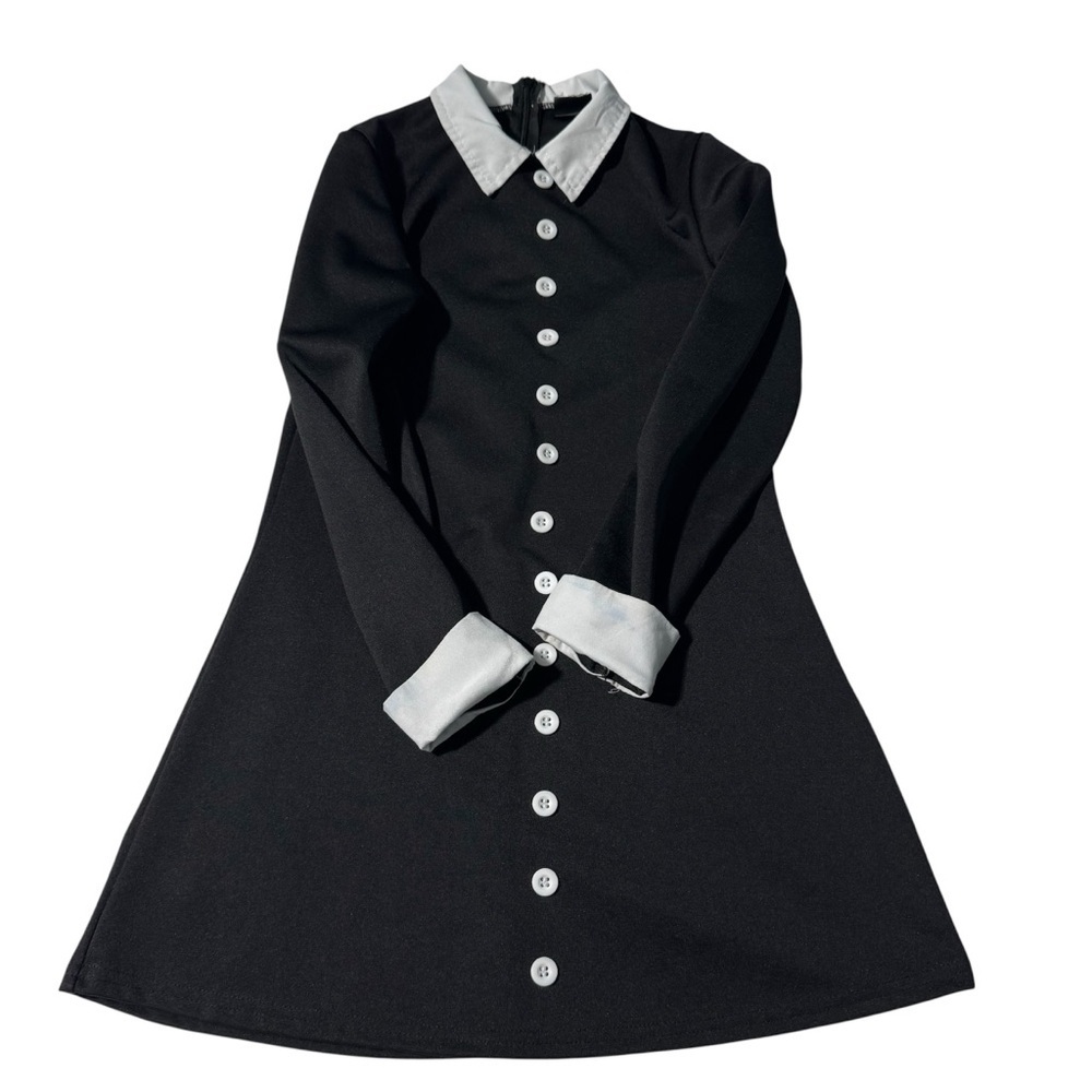 Wednesday Addams Costume Dress – Girls Size Medium – Classic Black & White